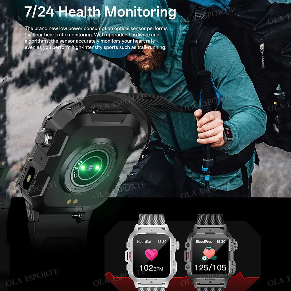 2026 New Military-grade Smart Watch Men GPS Flashlight 3ATM Waterproof Watch Bluetooth Call 100+Sport Outdoor Smartwatch Pk Hw12