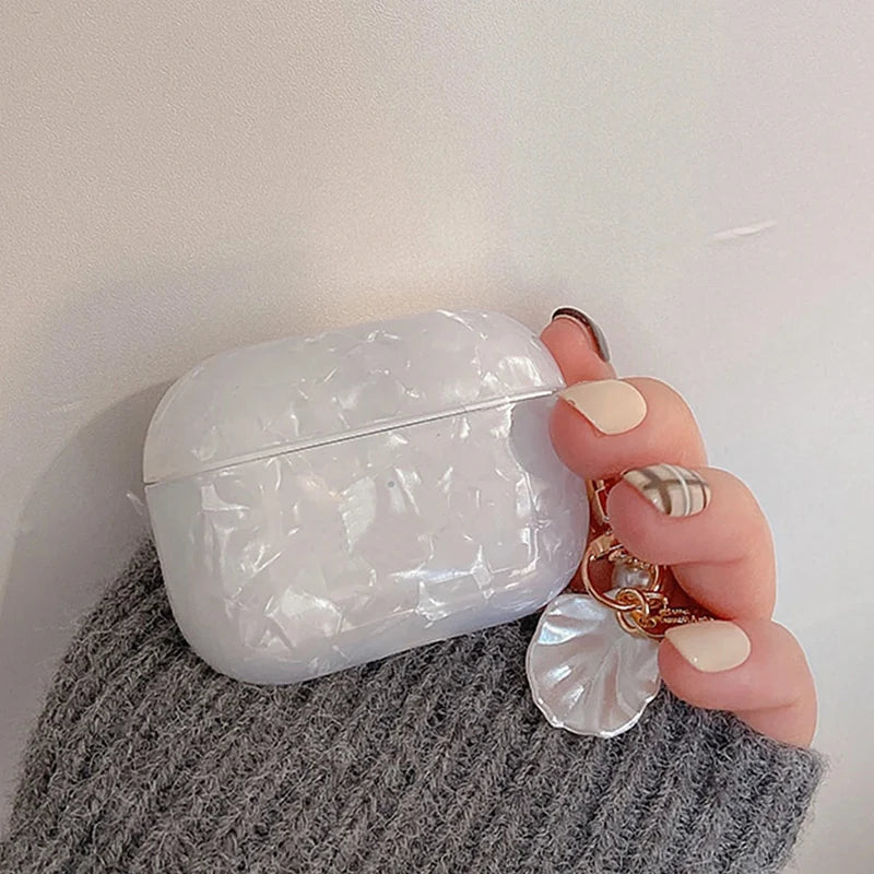 Pearl Earphone Protective Case For Apple AirPods 4 3 Pro 2 1 Case Silicone Headphone Cover With Keyring For Air Pods 3rd 4th Gen