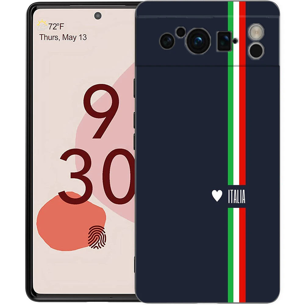 Italian flag Phone Case For Google Pixel 10 9 8 7 6 Pro XL 9A 8A 6A 7A 5G Soft Shockproof TPU Black Cover