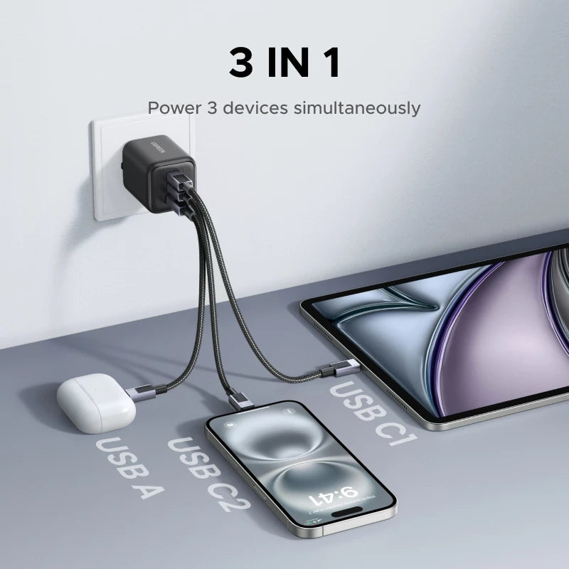 UGREEN 45W/30W/25W/20W GaN Charger PD3.0 PPS QC3.0 USB C Fast Charger For Samsung S26 iPhone 17 16 15 Pro Max iPad Xiaomi Tablet