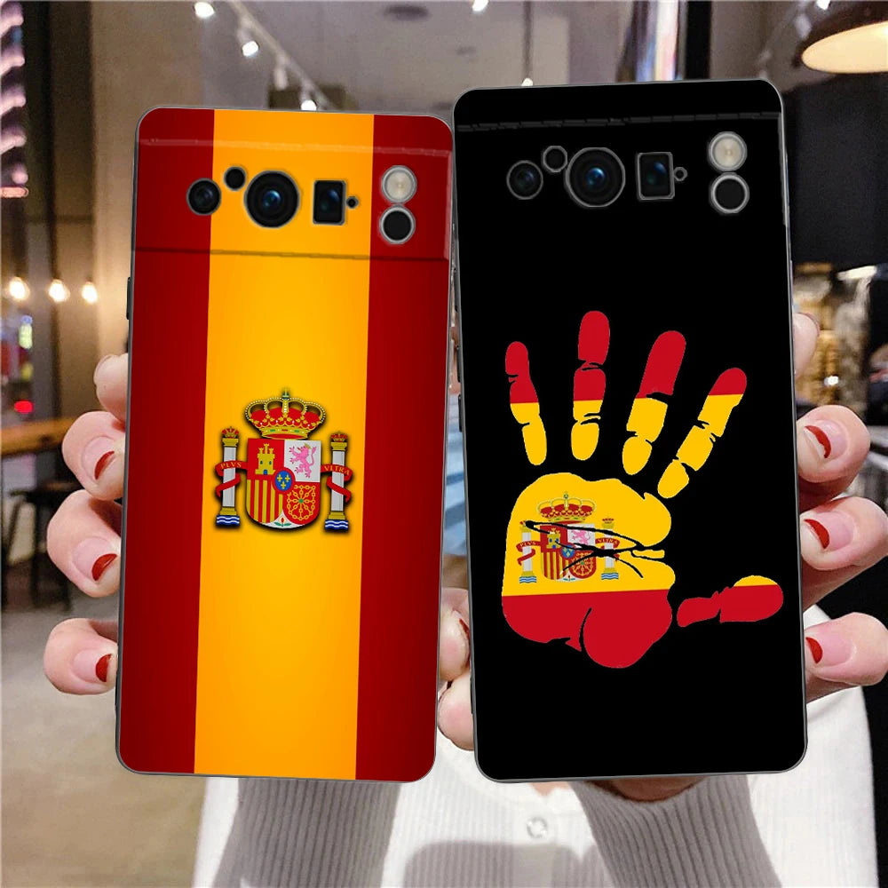 Spain flag Phone Case For Google Pixel 10A 10 9 8 7 6 Pro XL 9A 8A 6A 7A 5G Soft Shockproof TPU Black Cover