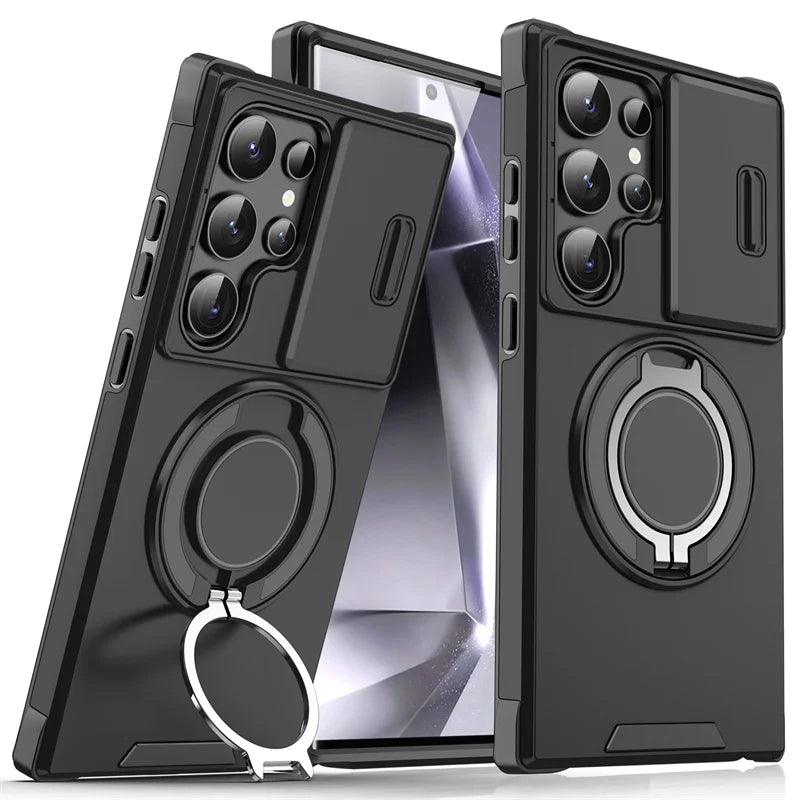 Armor Case For Samsung Galaxy S25 Ultra S24 S23 S22 S21 Plus S20 FE Note 20 Ultra Slide Camera Lens Protection Shockproof Cover