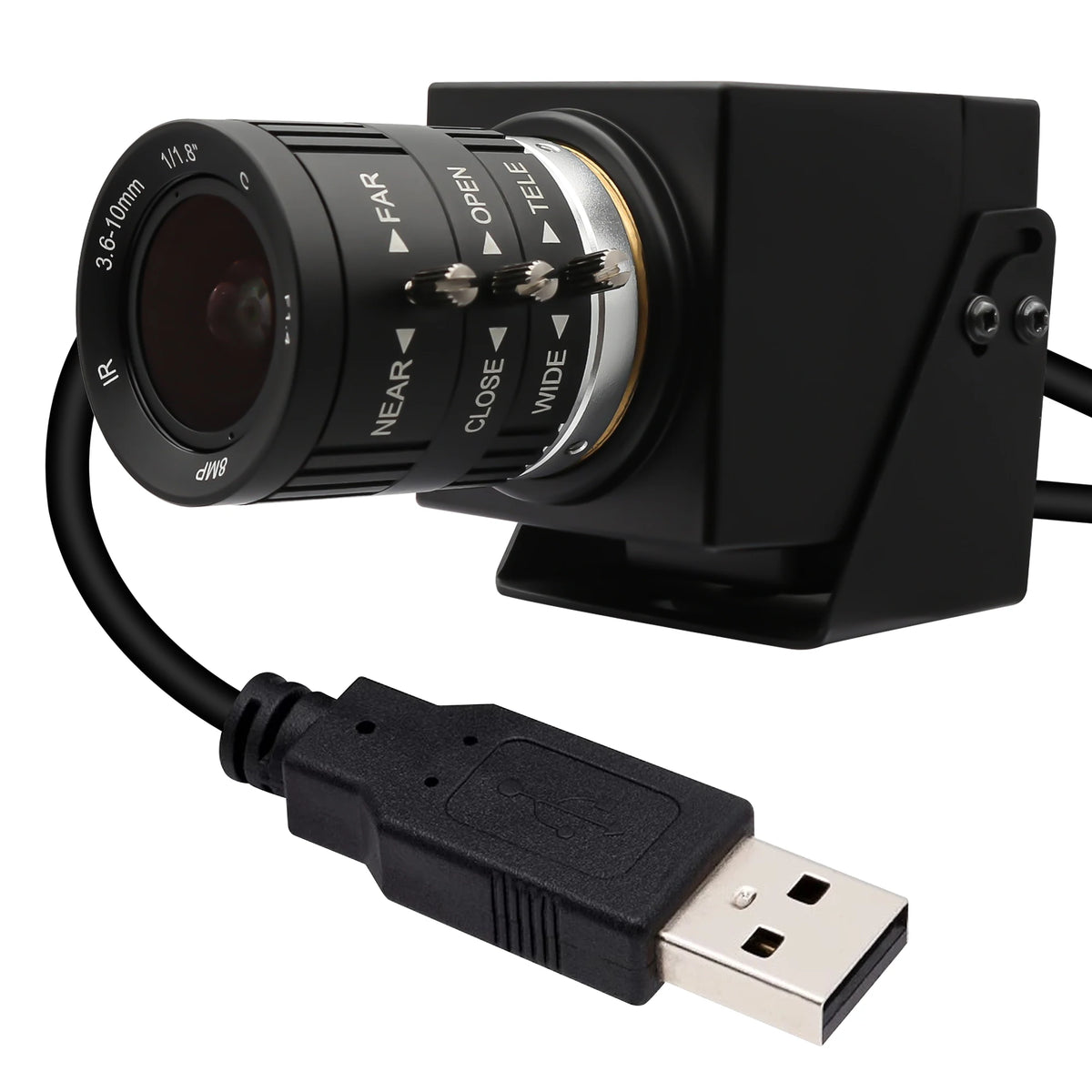 ELP 48MP USB Camera IMX586 8K CMOS UVC Mini USB Webcam Industrial Video Camera with 3.6-10mm Varifocal Zoom Lens