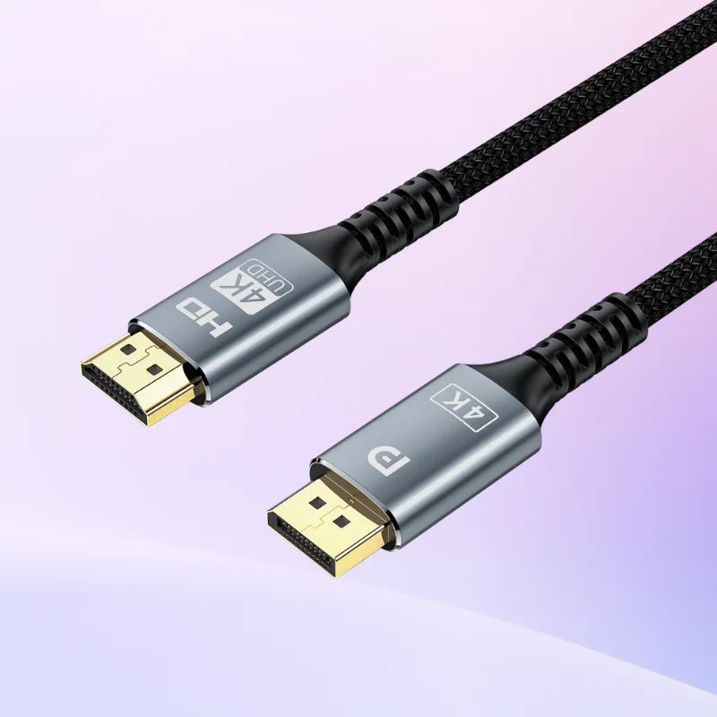 DisplayPort to HDMI Compatible Cable 4K 30Hz DP to HD Adapter Display Port Video Audio for PC HDTV Projector