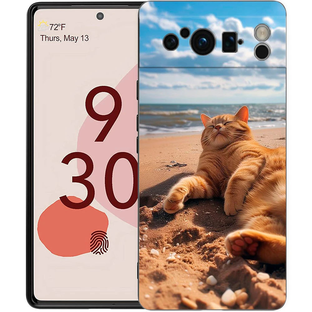 Summer Beach Scene at Sunset on sea Palm Tree Phone Case For Google Pixel 9 8 7 6 Pro XL 8A 7A 6A TPU Shell Shockproof Cover