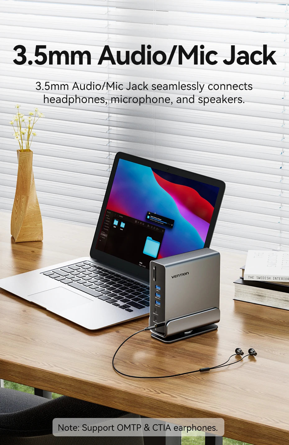 Vention USB C MST Docking Station 15 in 1 4K@60Hz HDMI DP Triple Monitor USB 3.2 HUB PD 100W Adapter for MacBook Win HP Laptop