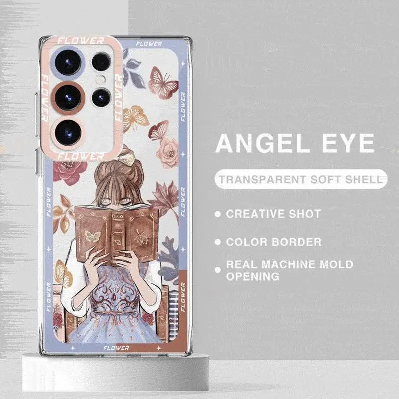 Butterfly Girl Flower Case for Samsung Galaxy S24 Ultra S20 FE S21 S22 Plus S23 Ultra 5G S23 FE Note 20 Ultra Transparent Soft