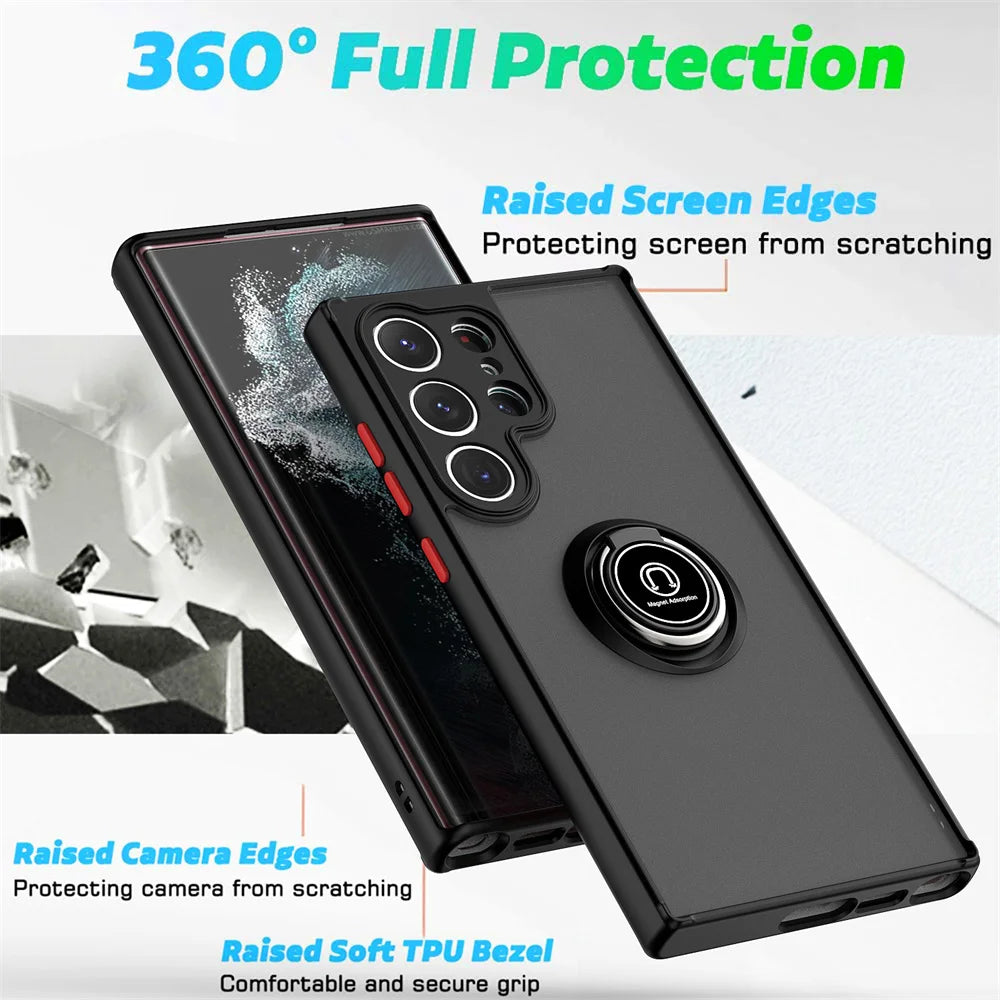 Shockproof Armor Matte Case For Samsung Galaxy S24 S23 S22 S21 S20 Ultra FE Note 20 Ultra 5G A32 A52 A72 S10 Plus Magnetic Holde