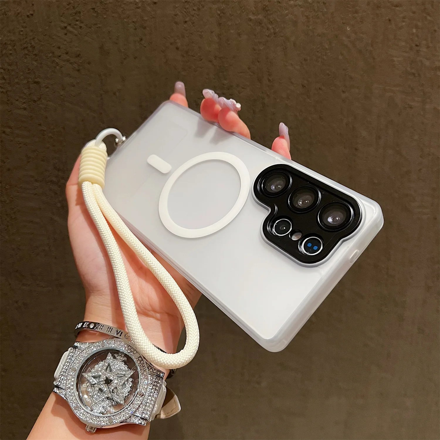 Matte Translucent With Lanyard Magnetic Case for Samsung Galaxy S26 S25 S24 S23 UItra Plus S24 25FE Magsafe Wireless Charge Cove