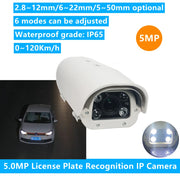 5MP LPR IP Camera Varifocal Lens 5MP IP Vehicles License Number Plate Recognition LPR Camera Outdoor For Highway Parking Lot