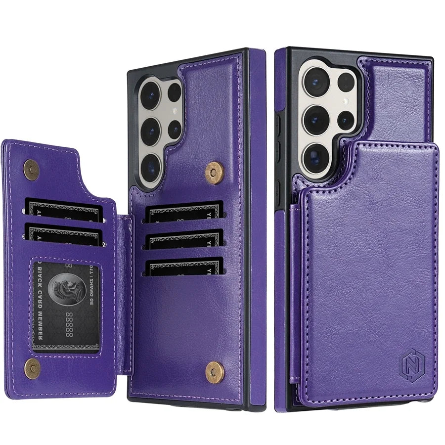 Wallet RFID Blocking Layer Protect Anti-Theft Magnetic Leather Case For Samsung Galaxy S26 Ultra S25 Plus S24 S23 S22 S21 S20 FE