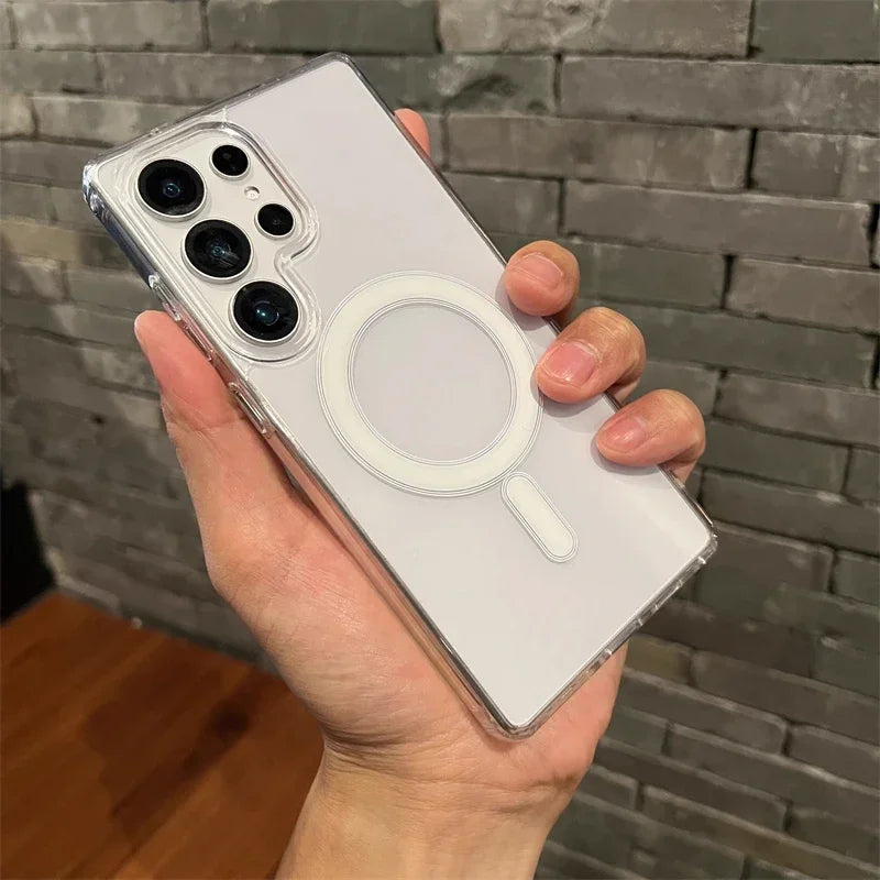 Clear Hybrid Hard PC Phone Case For Samsung Galaxy S26 S25 Edge S24 S23 S22 S21 S20 Note20 Ultra 10 Plus FE Magsafe Cover