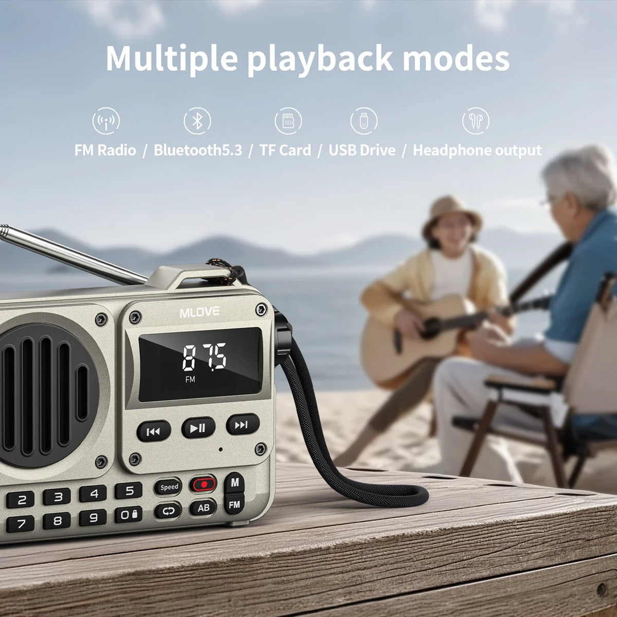 MLOVE BV800P Portable Bluetooth Speaker with FM Radio And MP3 Player Features USB TF Card AUX Antenna All-in-One Audio