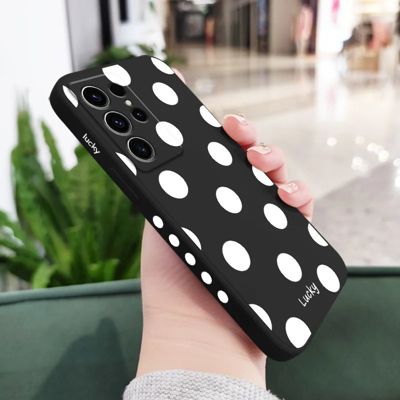 French Polka Dots Phone Case For Samsung Galaxy S25 S24 S23 S22 S21 S20 S10 S10E Ultra Plus FE Note 20 Ultra Plus Cover