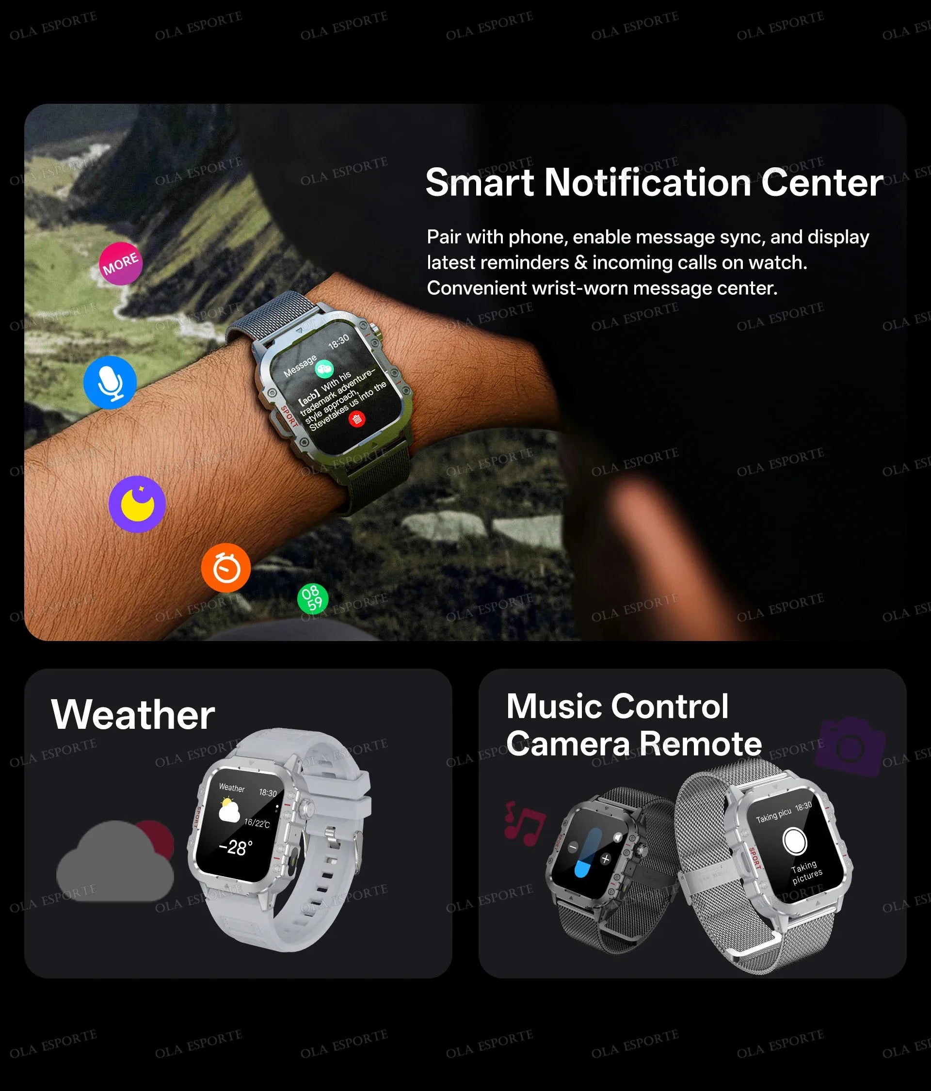 2026 New Military-grade Smart Watch Men GPS Flashlight 3ATM Waterproof Watch Bluetooth Call 100+Sport Outdoor Smartwatch Pk Hw12