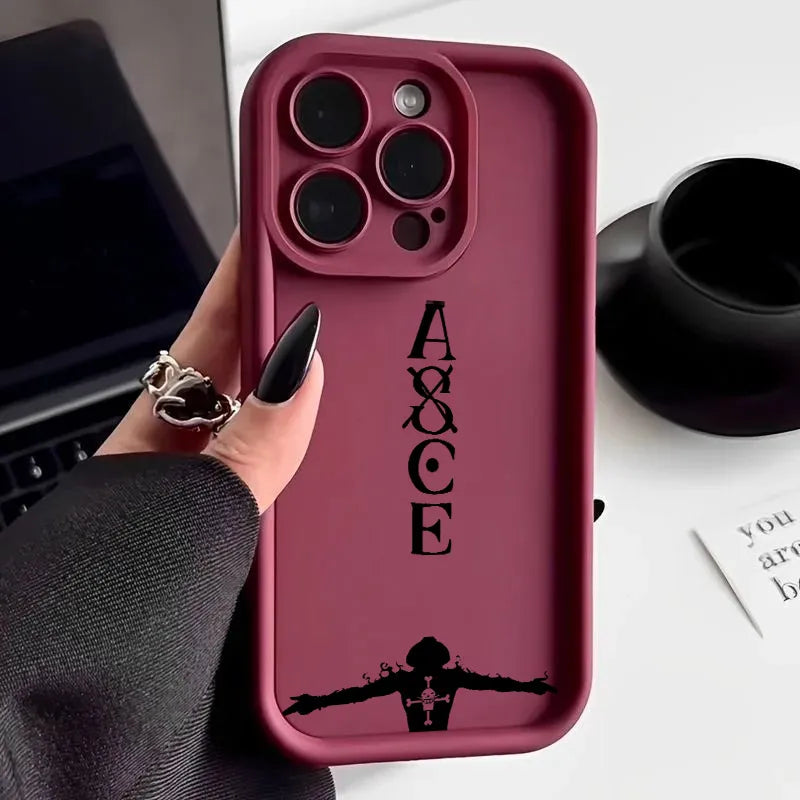Ones Pieces Anime Ace Fire Phone Case for iPhone 17e 17 16e 16 15 14 13 12 11 Air Pro Max Mini XR XS X Plus Soft TPU Back Cover