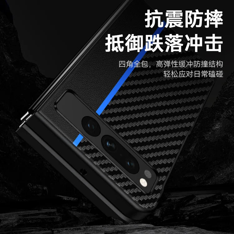 Kevlar Print Carbon Fiber Case For Google Pixel Fold Fashion Anti-drop Cover Anti-knock Cases For Google PixelFold