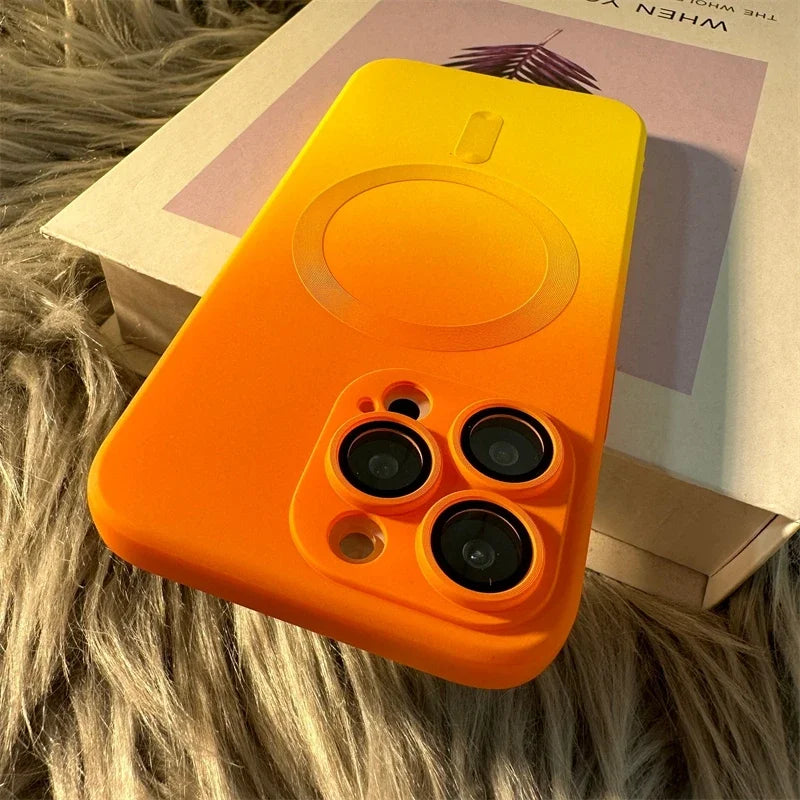 Luxury For Magsafe Wireless Charge Gradient Pattern Phone Case For iPhone 17 11 12 13 14 15 16 Pro Max Magnetic Silicone Cover