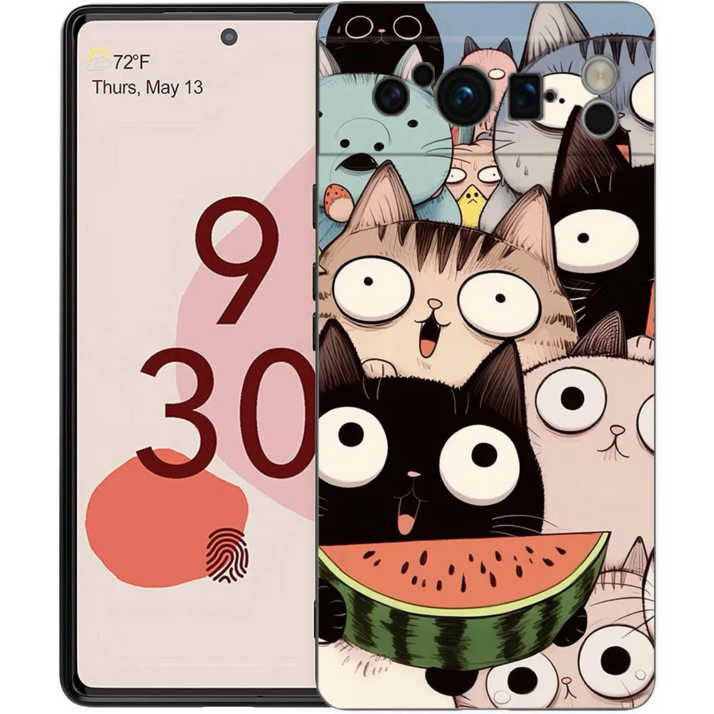 For Google Pixel 10 Pro Phone Case Pixel 9 Pro XL TPU Case Pixel 8 Pro 9A 8A 7A 7 6A 6 Pro Soft Cover Cute Cartoon Cat