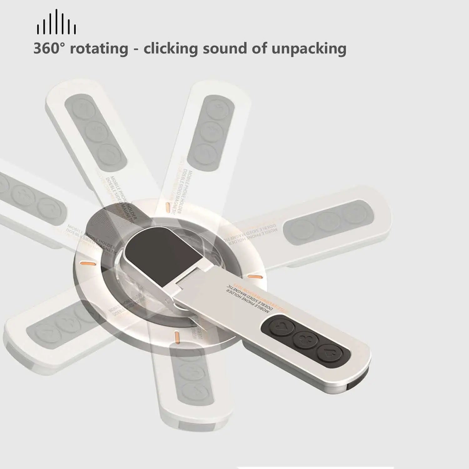 Dual-Sided Magnetic Portable Multi-Function Phone Ring Holder 360° Rotating Desktop Stand Compatible with Multiple Phone Models