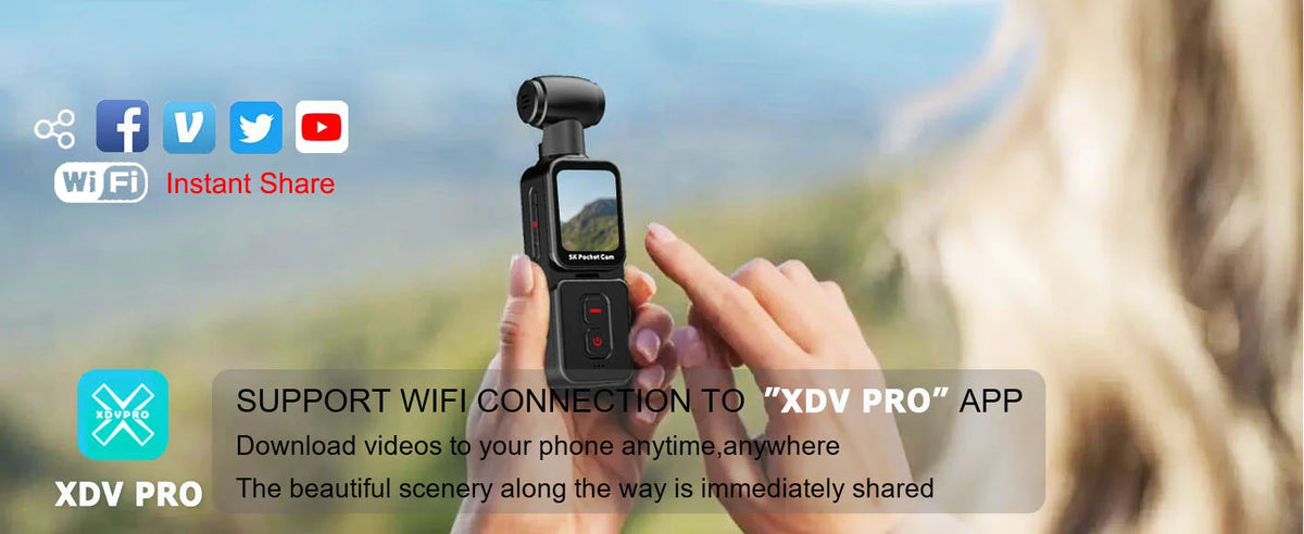 5K Mini Camera Anti-shake Sport Cam with Face Detection Automatic Rotating Lens Vlogging Body Camera with Rotatable Touch Screen