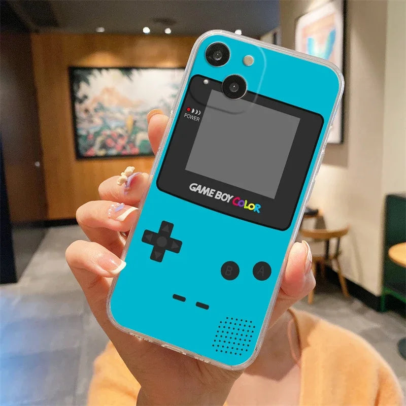 Gameboy Boy Game Model Phone Case For iPhone 17 16 15 11 12 14 13 Pro Max Mini X XS XR 7 Plus 17E Air Shockproof Silicone Cover