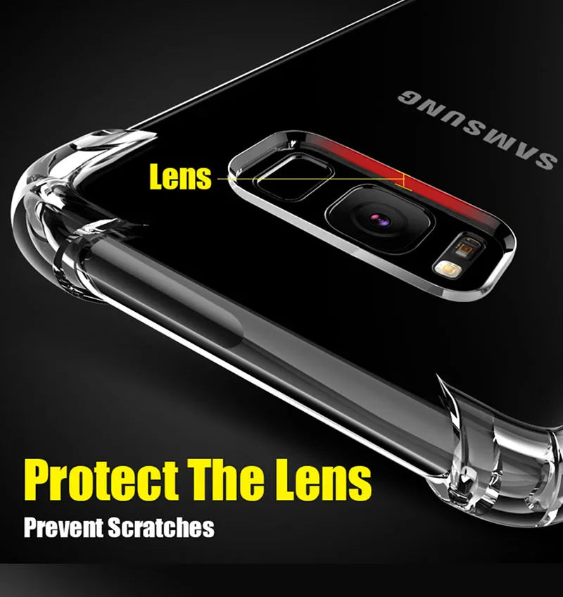 Shockproof Clear Soft Silicone Case For Samsung Galaxy S20 S21 S22 S23 FE S8 S9 S10E S10 Note 10 Plus 20 Ultra Cover Cases
