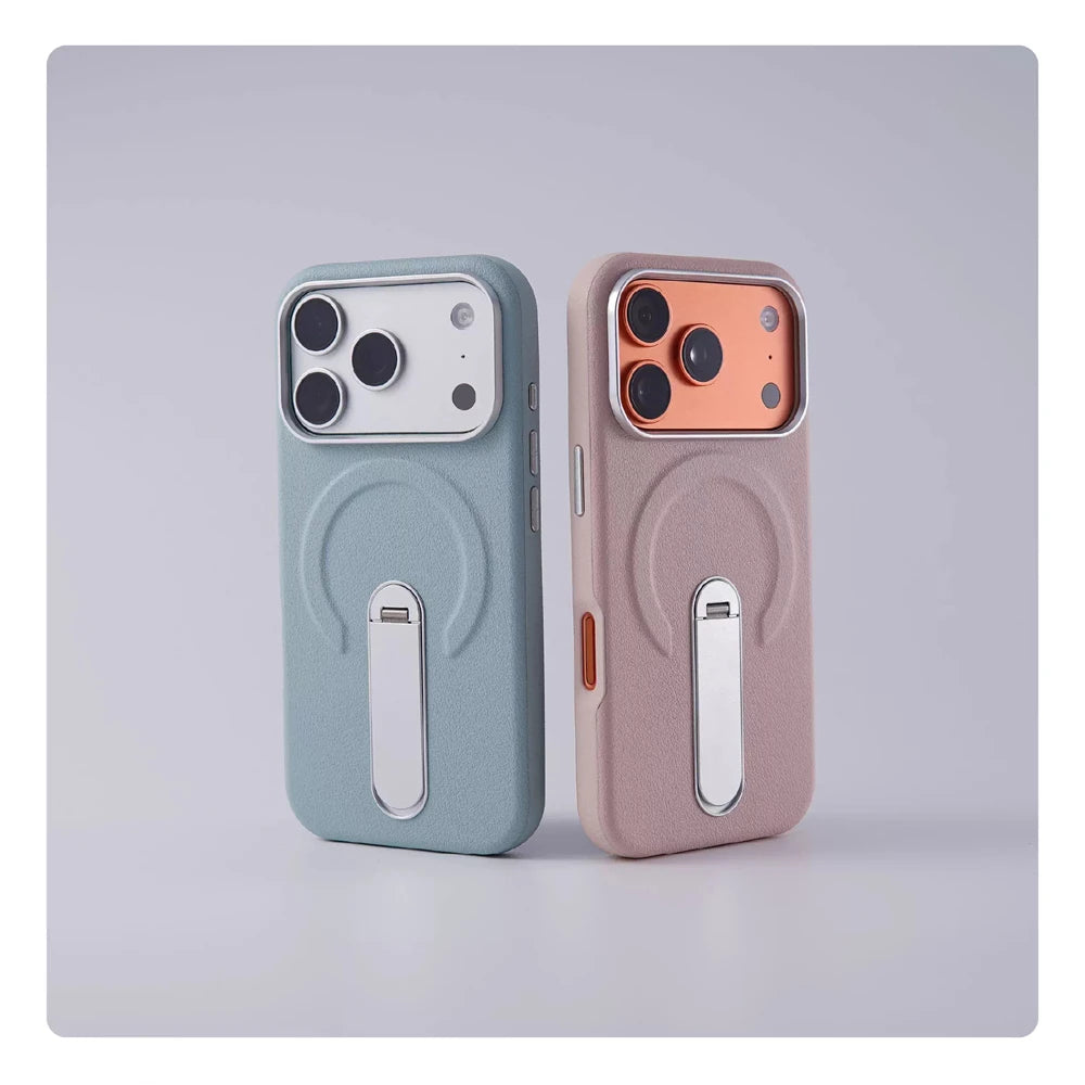 Luxury Rotation KickStand Business Leather Case For iPhone 18 17 Pro Max 16 15 14 13 For MagSafe Magnetic Matte Shockproof Cover
