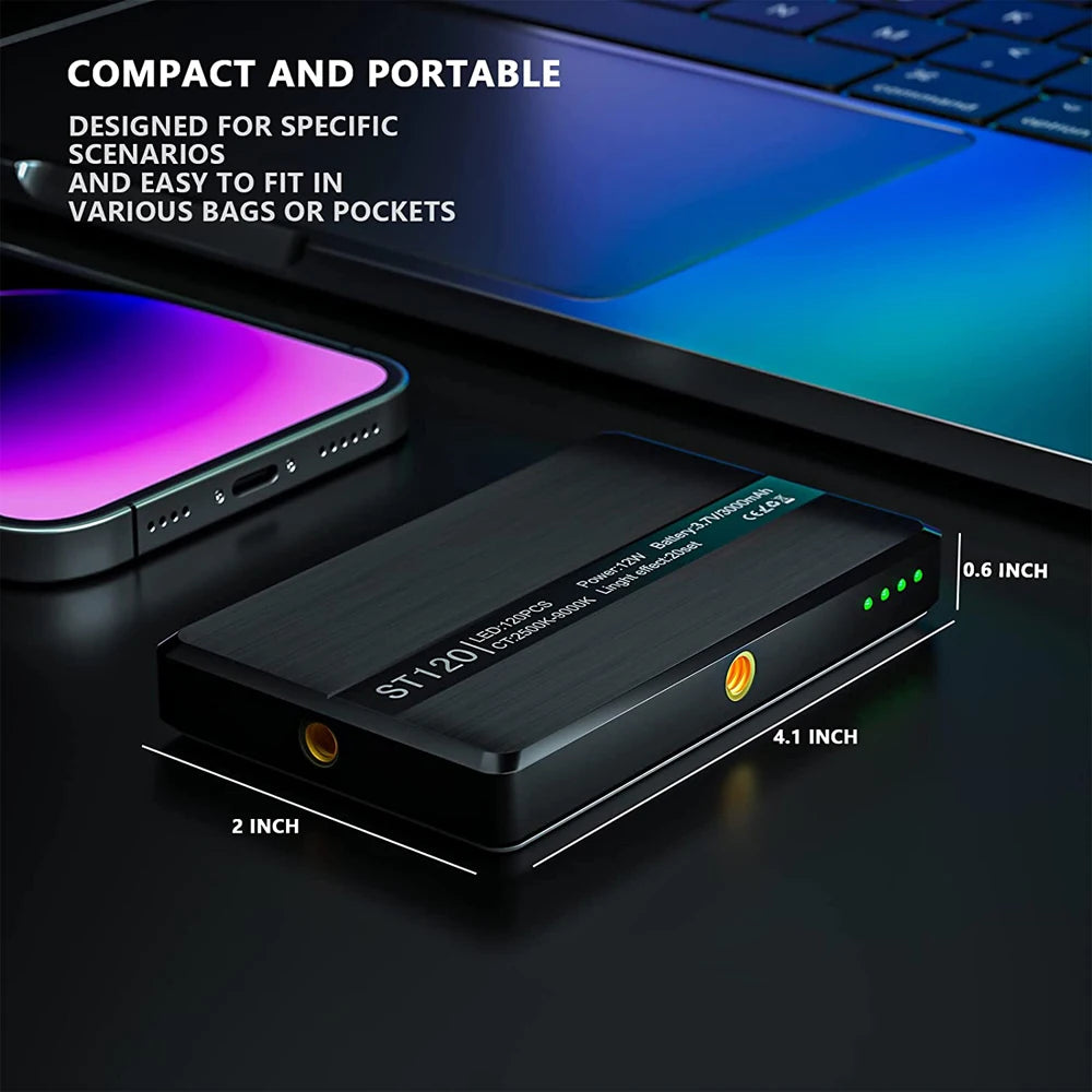 LED Selfie Light 120 LED 3000Mah Rechargeable Phone Light Clip 3 Light Modes Ring Light for Phone iPad Camera Laptop Selfie