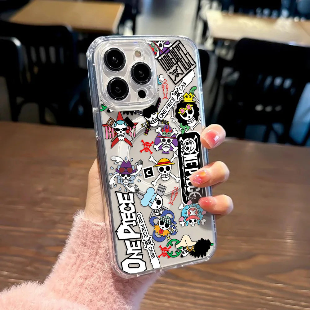 HOT Anime Ones Pieces Magnetic Phone Case for iPhone 17 16 15 14 13 12 11 8 7 Air Plus Pro Max X XR XSMax Soft Clear Tpu Cover