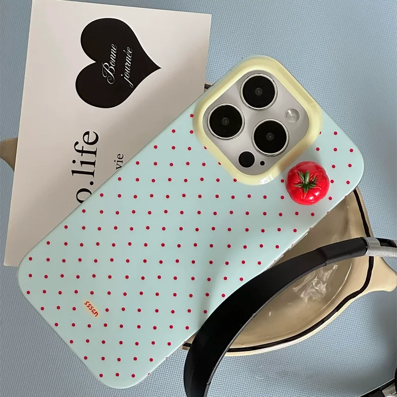 Minimalist Black Polka Dot 3D Cherry Tomato Phone Case For iPhone 17 AIR 16 15 14 13 12 11 PRO MAX PLUS Dustproof Cover