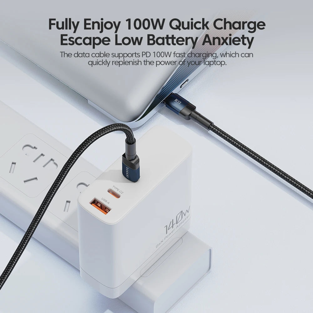 Toocki 100W Type C To Type C Cable USB C PD 5A Fast Charging Charger Cord for Xiaomi POCO F4 F3 Samsung Redmi Macbook 3M Cable