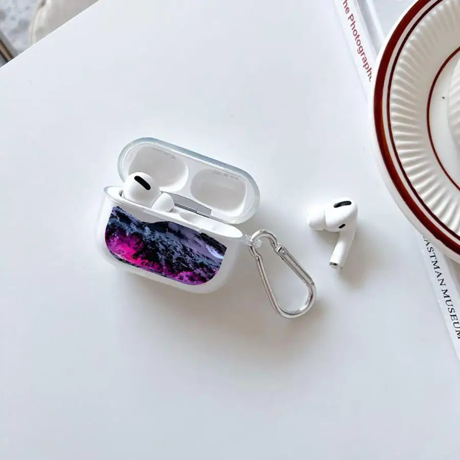 Case For Airpods 4 Pro Pro3 3 1 2 Pro2 Clear Earphone Cases Cover Snow Mountain Airplane