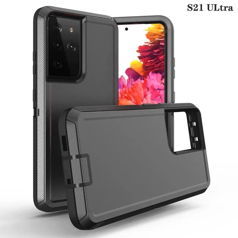 3 IN1 For Samsung Galaxy S23 S22 S21 S20 S24 ULTRA S10 S8 S9 S24Plus Note 20 10 Heavy Duty Shockproof Armor dustproof Phone Case