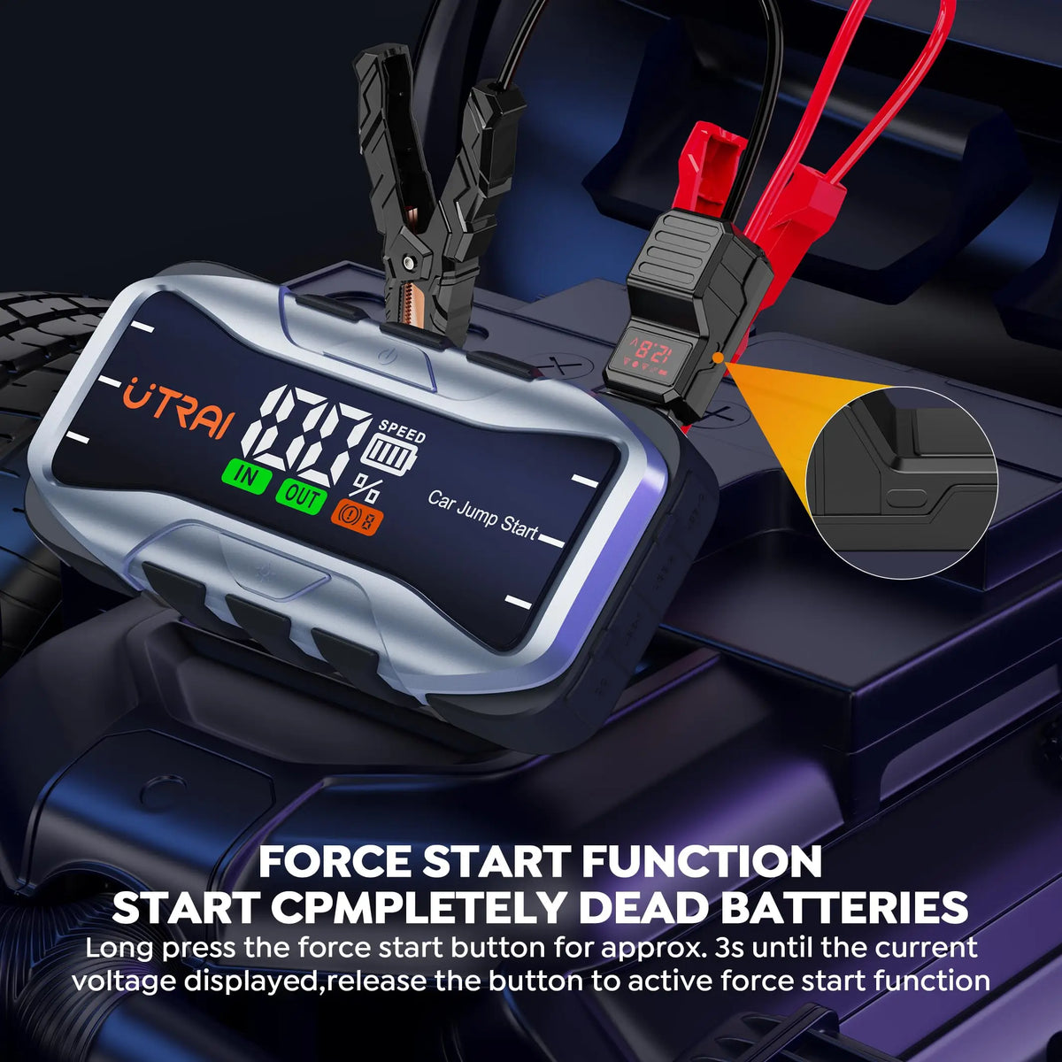 UTRAI  27000mAh Car Jump Starter Power Bank 6000A Car Booster Auto Emergency Starting Device Jump Start for Petrol Diesel