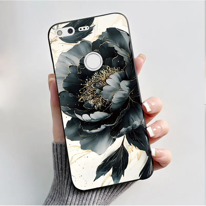 For Google Pixel XL Case Luxury Fashion Butterfly Flowers Black Soft TPU Silicone Back Cover For Google Pixel 1 1XL Phone Cases