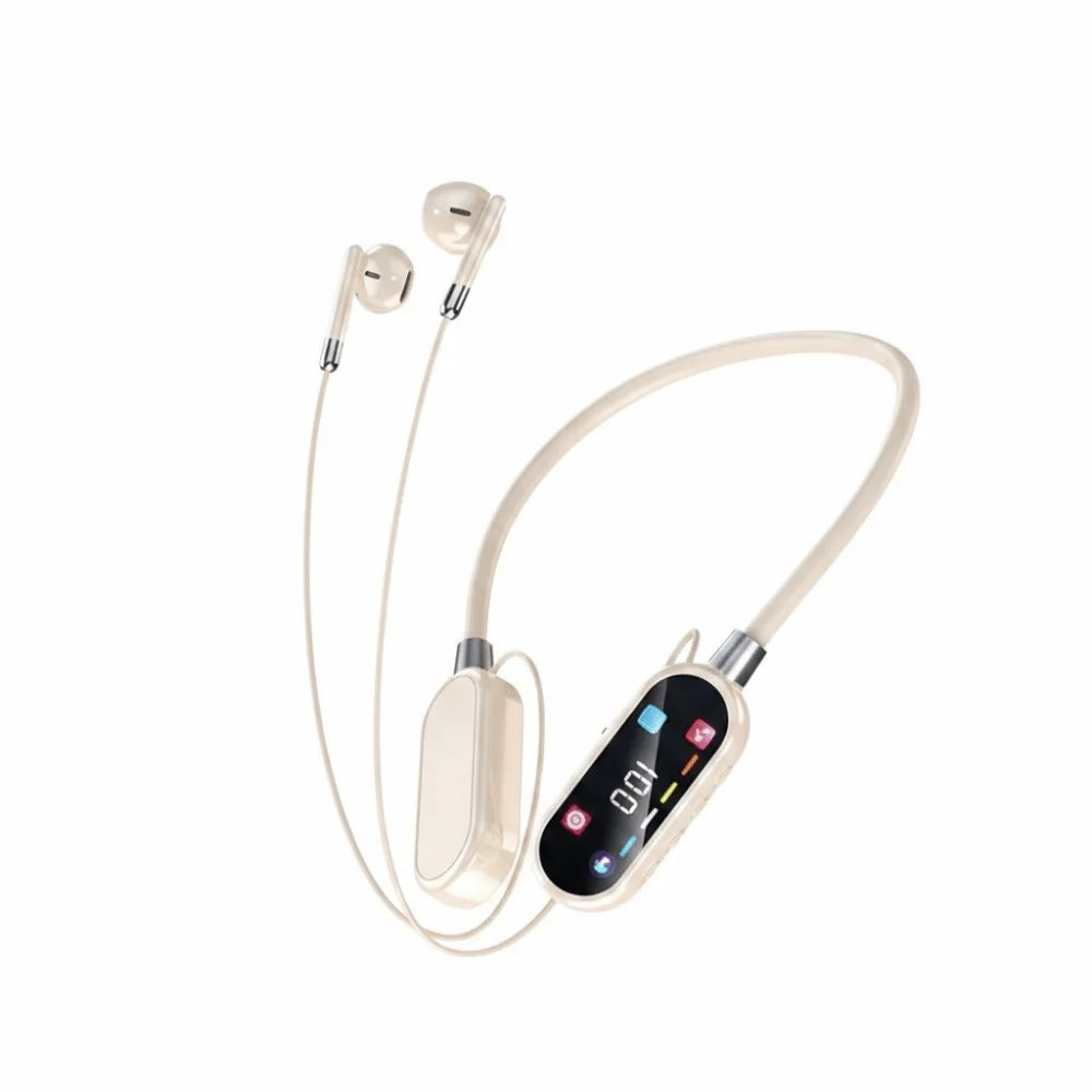 Wireless Wireless Earphones Long Battery Life HiFi Stereo Neckband Headphones LED Display Screen Noise Reduction