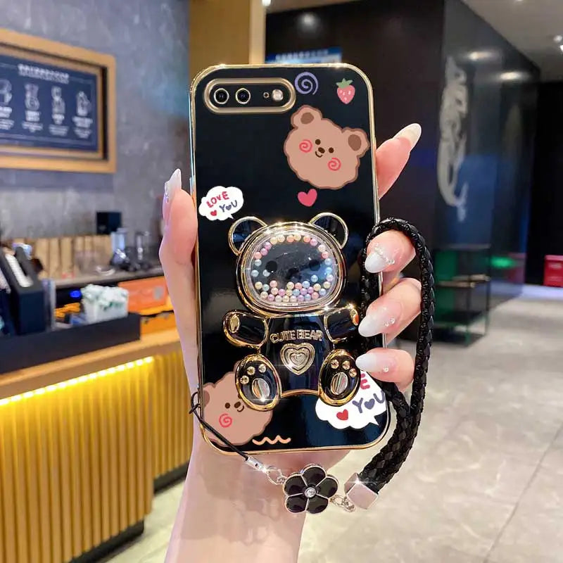Clover Strap Lanyard Love You Bear Phone Holder Case On For iPhone 8 Plus 7 6 6s Plus Se 2020 7plus 8plus X XR XS Max Back Cover