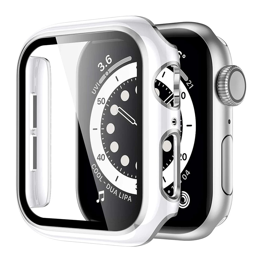 Tempered Glass+Case For Apple Watch 44mm 42mm 40mm 38mm PC Bumper Screen Protector Cover Iwatch Series 6/5/4/3/2/SE Accessories