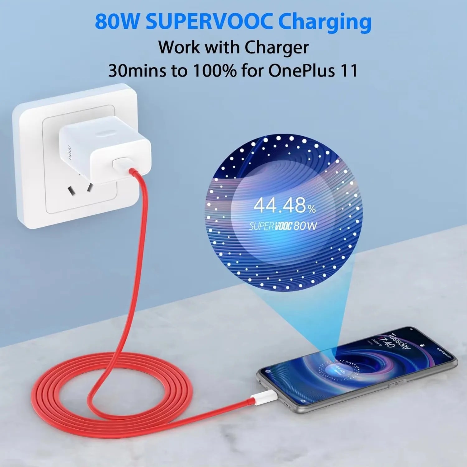 EU Plug 80W Ultra Fast Charger For OnePlus 8 9 10 11 12 13 Nord 2 2T N200 N300 5G OPPO Realme Type C USB SuperVooc Charge Cable