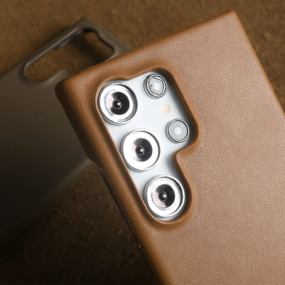 Handmade Premium Genuine Leather Magnetic Case For Samsung Galaxy S25 Ultra Case S24FE S23 S22 S21 S20 Note20Ultra Magsafe Cover
