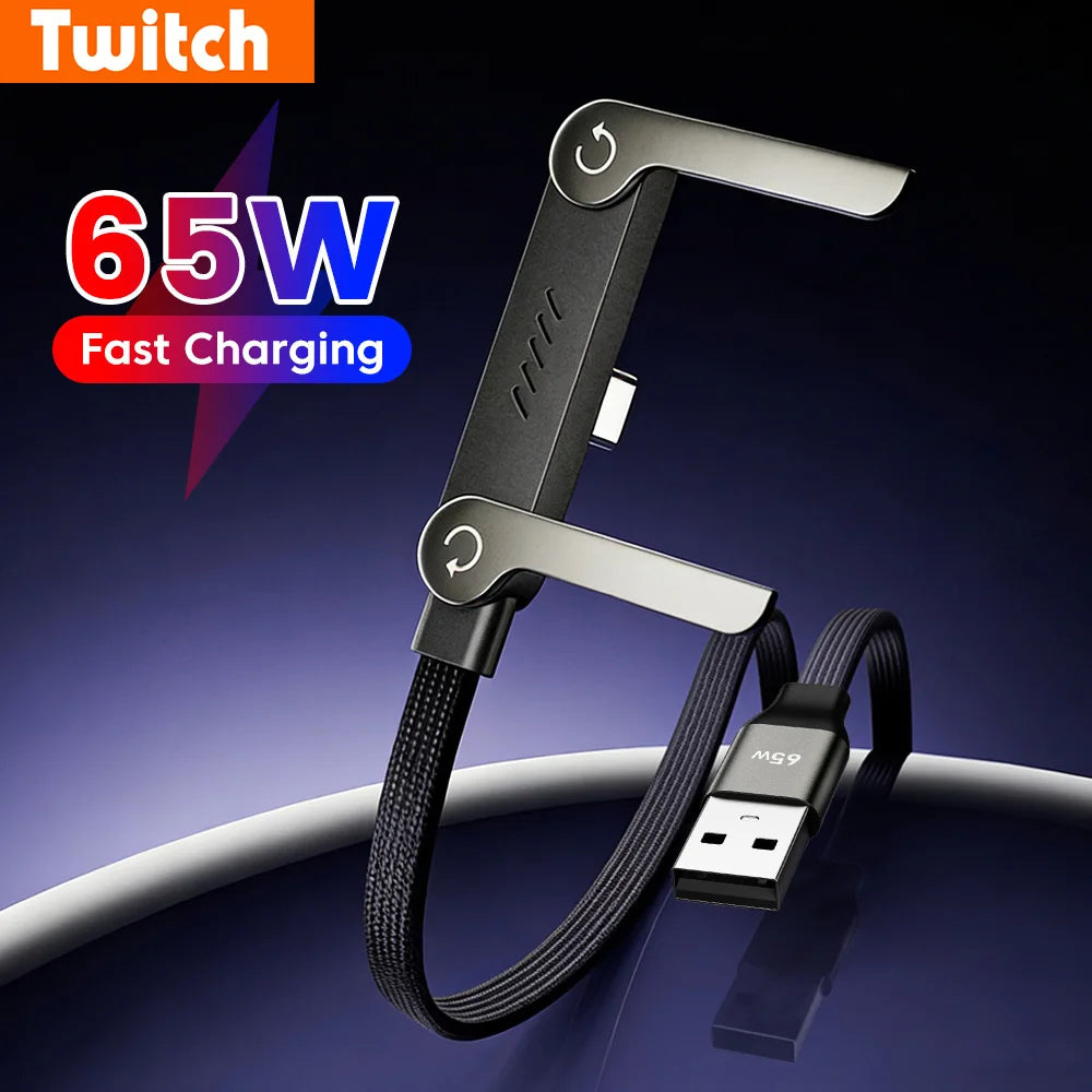 65W USB Type C Cable Fast Charging 90° Elbow For Huawei Xiaomi Samsung 27W Type C To Lightning Cable For iPhone Mobile Phone