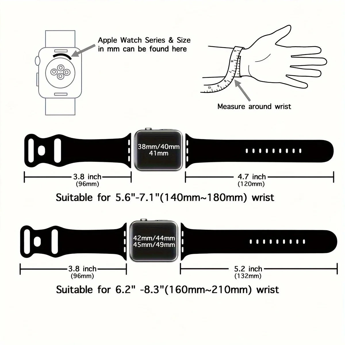 6 Pcs Sport Soft Silicone Bands,Compatible With Apple Watch 38 40 41 42 44 45 49mm, For Series 9 Ultra 8 7 6 5 4 3 2 1 SE