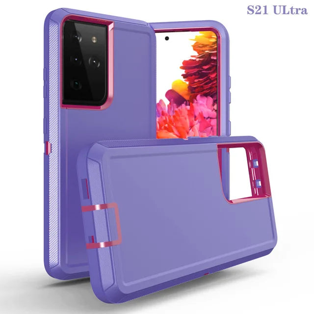 3 IN1 For Samsung Galaxy S23 S22 S21 S20 S24 ULTRA S10 S8 S9 S24Plus Note 20 10 Heavy Duty Shockproof Armor dustproof Phone Case