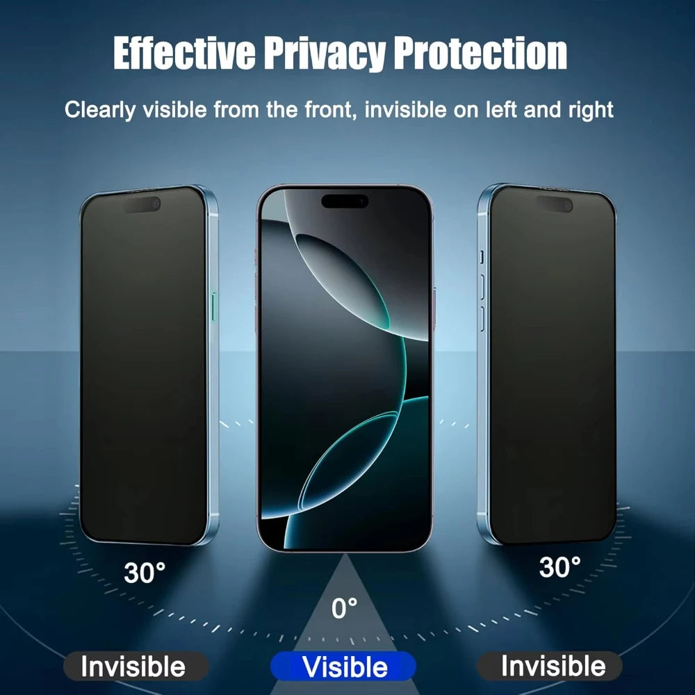 NNBILI 3pcs Full Cover Matte Privacy Screen Protector For iPhone 18 17 16 15 14 13 12 11 Pro Max Plus Mini XS Anti-Peeping Glass