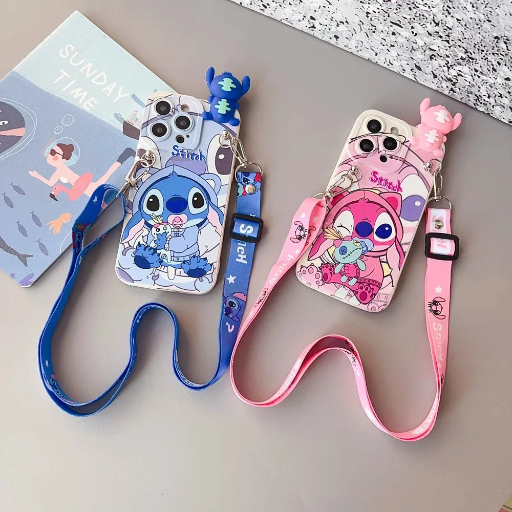 For Samsung Galaxy S20 S21 S22 S23 S24 S25 Plus Ultra FE Edge Maid stitch Case Pacifier Stitch Case With Holder Rope