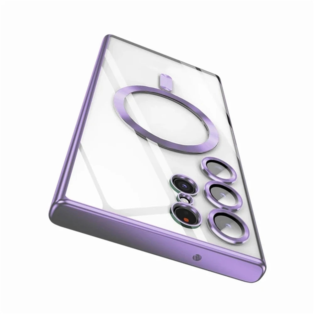 Luxury Wireless Magnetic Plating Cases For Magsafe Case Samsung Galaxy S25 S23 S24 Ultra S21 Fe S22 Lens Protective Cover