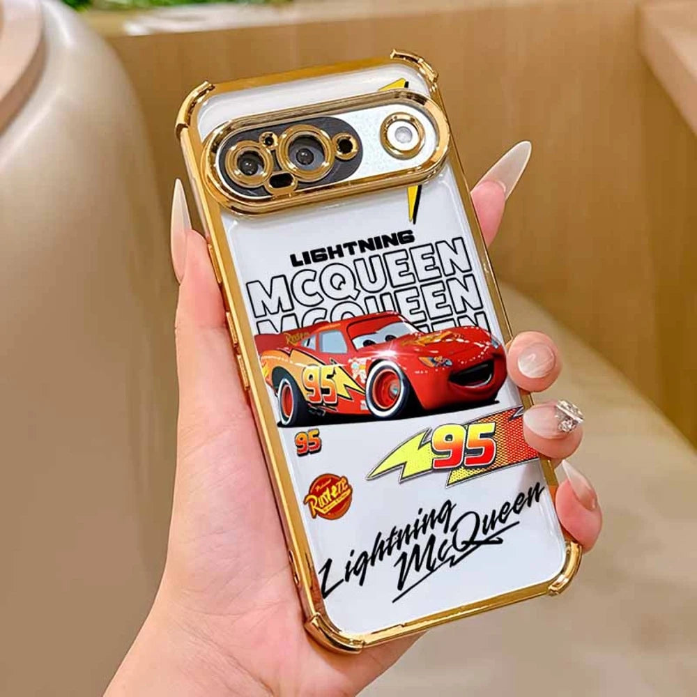 Cars Lightning McQueen Phone Case For Google Pixel 10A 9A 9 8A 8 7A 7 Pro XL Plating Drop-proof Transparent Soft Cover