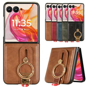 Luxury Wristband Leather Case for Motorola Razr 70 60 50 Ultra 2026 2025 2024 Moto Razr 40 Plus 2023 Cover Ring Opener Funda