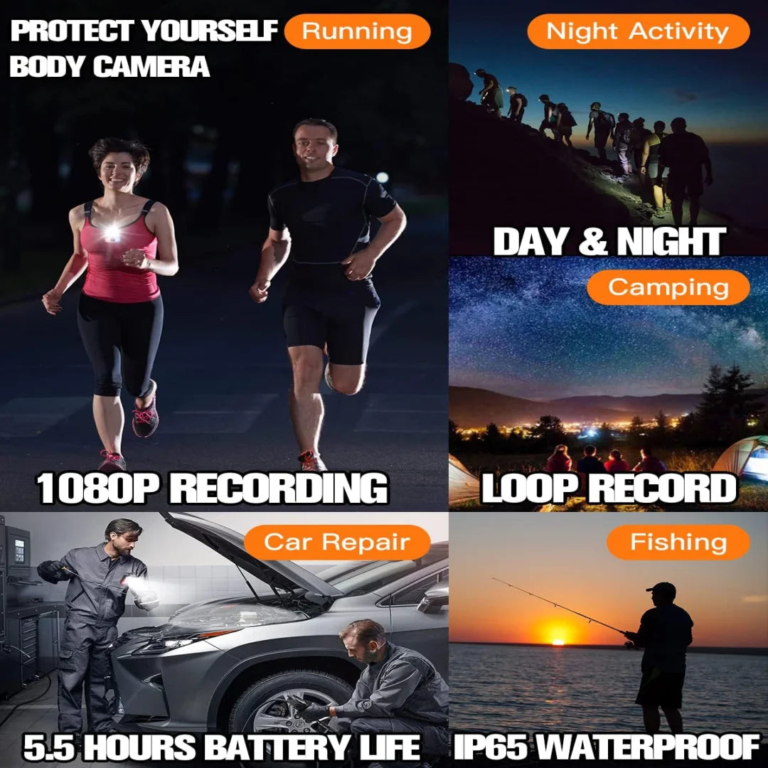 Mini Camera with Audio & Video Recording Recorder - Flashlight Headlamp Waterproof Cam for Home Outdoor Fishing Camping